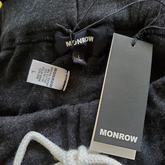 New Monrow Supersoft Vintage Drawstring Waist Black Jogger Sweatpants NWT Large - Picture 9 of 10
